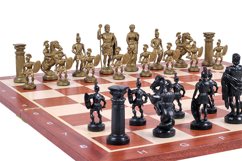 piezas de ajedrez inspiradas en el Imperio romano, en negro y dorado (rey de 98 mm) - piezas de ajedrez inspiradas en el Imperio romano, en negro y dorado (rey de 98 mm)