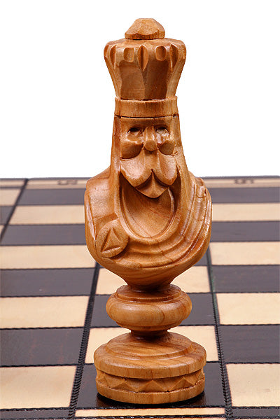 AJEDREZ DE MADERA DE GRANDES DIMENSIONES «CÉSAR» (59 x 59 cm) - tallado a mano - AJEDREZ DE MADERA DE GRANDES DIMENSIONES «CÉSAR» (59 x 59 cm) - tallado a mano