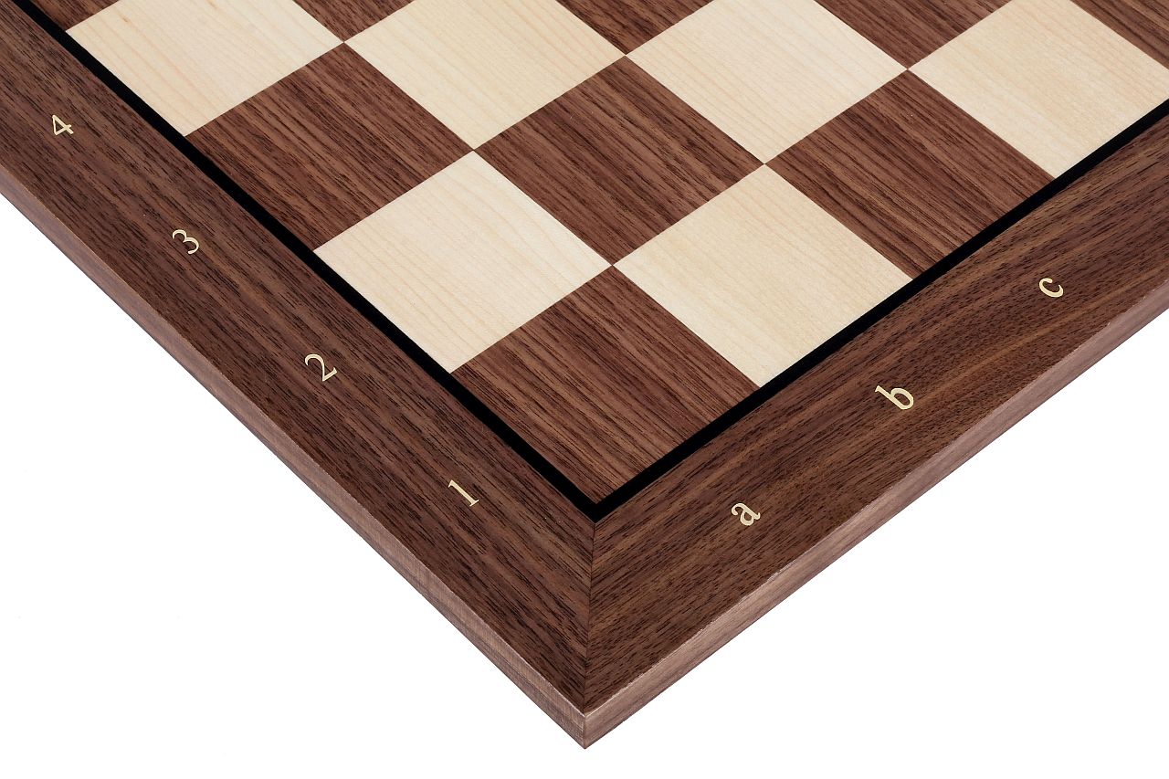 Tablero de ajedrez exclusivo nº 6 (con notación) nogal/arce (marquetería) - Tablero de ajedrez exclusivo nº 6 (con notación) nogal/arce (marquetería)