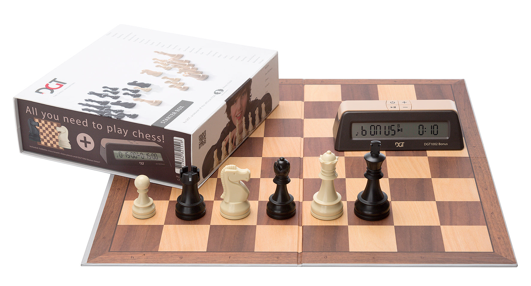 DGT BROWN SET chess pieces + board + DGT1002 - fe854fd26b975cb9a8092926fac73a5b