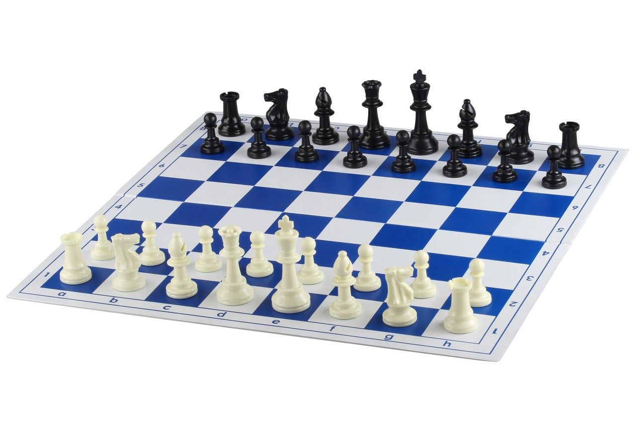 Tablero de ajedrez plegable de plástico 4+, blanco y azul - Tablero de ajedrez plegable de plástico 4+, blanco y azul