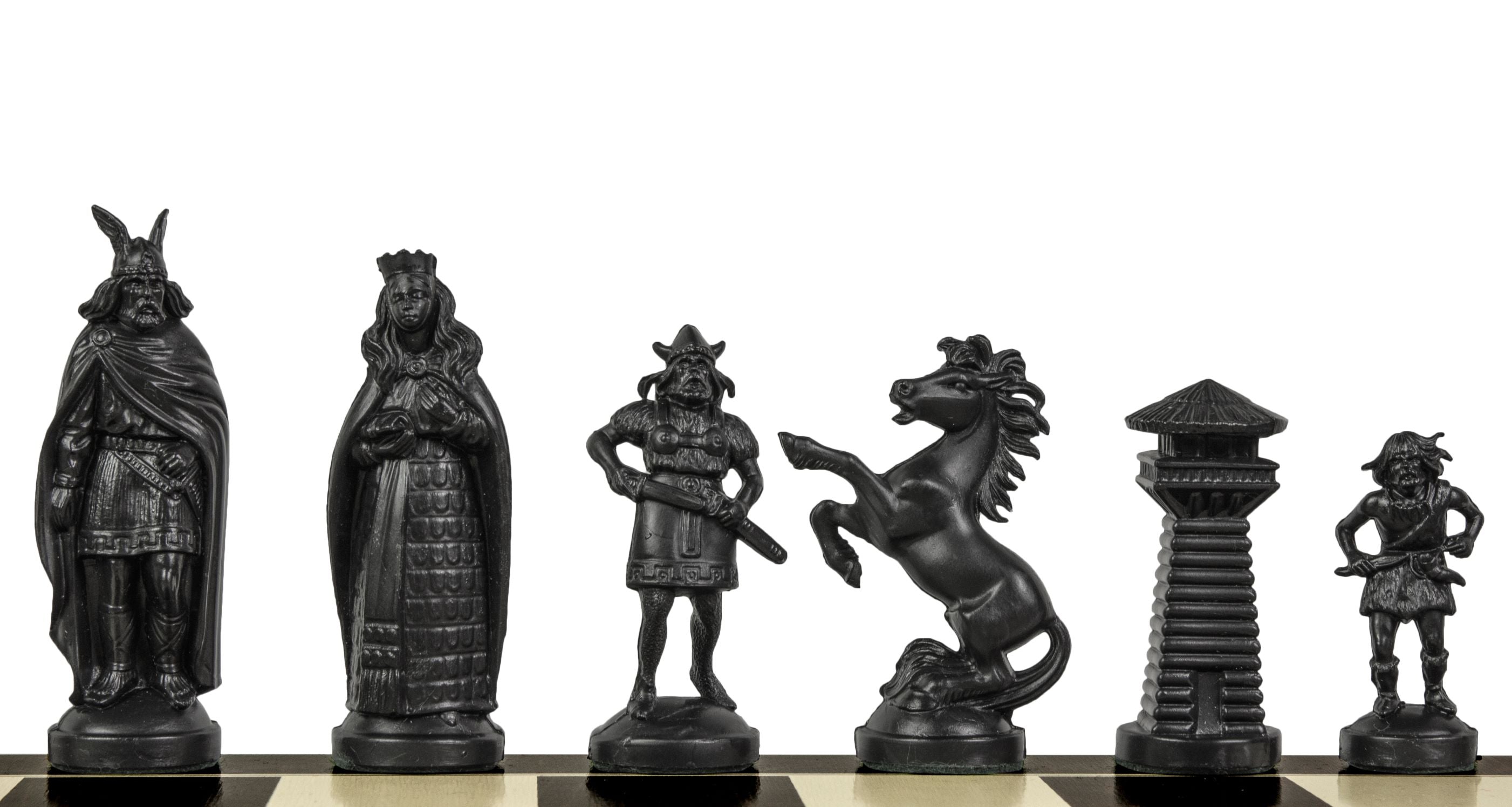 Figuras de ajedrez estilizadas vikingas, crema y negro (rey 98 mm) - 98ae359c1de4b1288c703bdc0f7f825b
