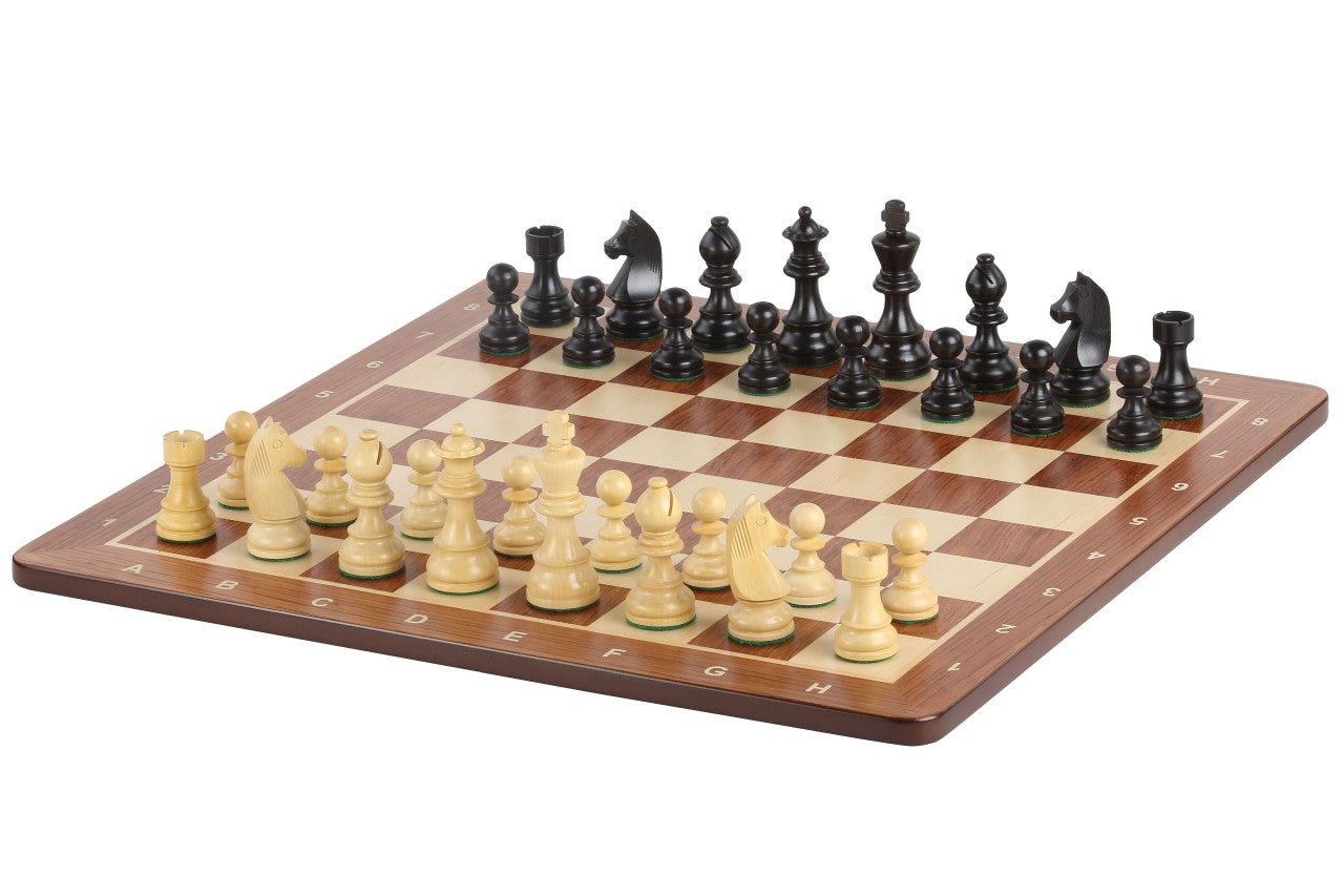 No6 Tablero de ajedrez negro+ 3.75" Piezas alemanas ebonizadas - No6 Tablero de ajedrez negro+ 3.75" Piezas alemanas ebonizadas