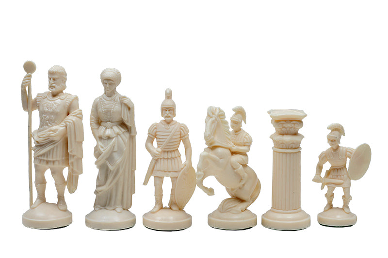 piezas de ajedrez inspiradas en el Imperio romano, en tonos crema y negro (rey de 98 mm) - piezas de ajedrez inspiradas en el Imperio romano, en tonos crema y negro (rey de 98 mm)