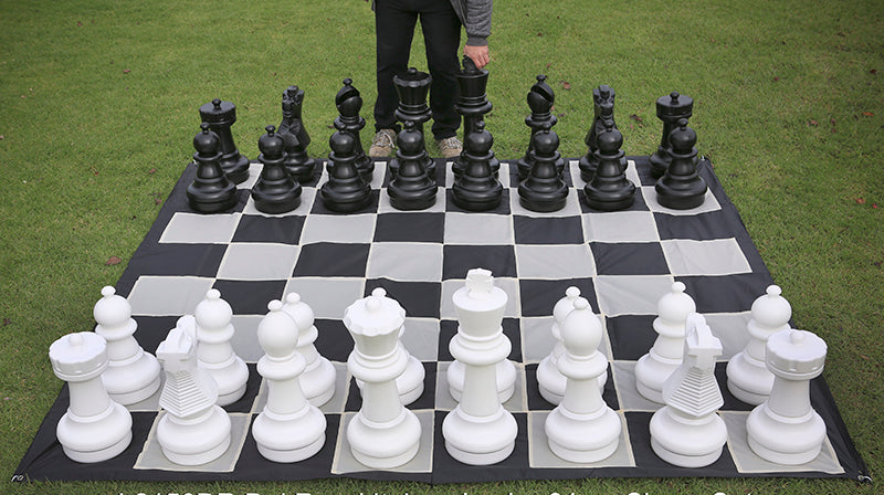Juego de ajedrez para exterior / jardín (rey 64 cm) - figuras + tablero de ajedrez de nylon - f35f27368e496fdbe52766f457553729