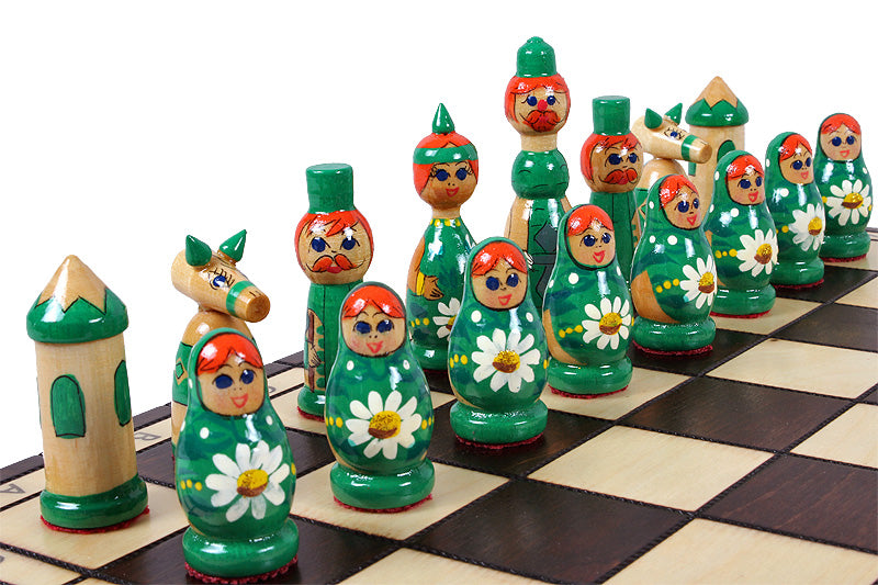 AJEDREZ DE BABUSZKA VERDE (42 x 42 cm) - AJEDREZ DE BABUSZKA VERDE (42 x 42 cm)