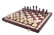 Juego de ajedrez de madera para torneos Madrid n.º 4 (42 x 42 cm), quemado y lastrado con metal