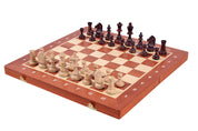 Juego de ajedrez de competición n.º 4 (42 x 42 cm) con incrustaciones: un precioso juego de ajedrez de madera tallada, ideal como regalo para niños y adultos