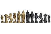 piezas de ajedrez de estilo medieval, en negro y dorado (rey de 98 mm)