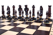 Juego de ajedrez exclusivo «ROYAL LUX» (62 x 61,5 cm) - madera y latón