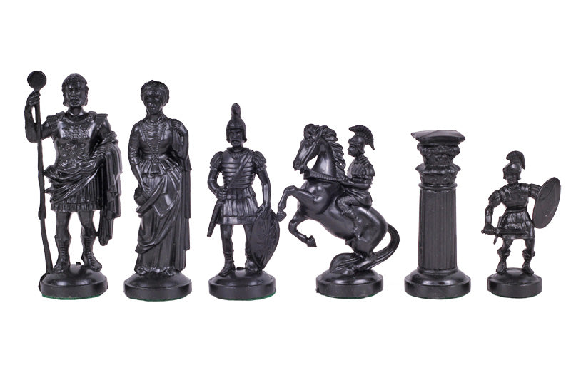 piezas de ajedrez inspiradas en el Imperio romano, en negro y dorado (rey de 98 mm) - piezas de ajedrez inspiradas en el Imperio romano, en negro y dorado (rey de 98 mm)