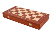 Juego de ajedrez de competición n.º 4 (42 x 42 cm) con incrustaciones: un precioso juego de ajedrez de madera tallada, ideal como regalo para niños y adultos