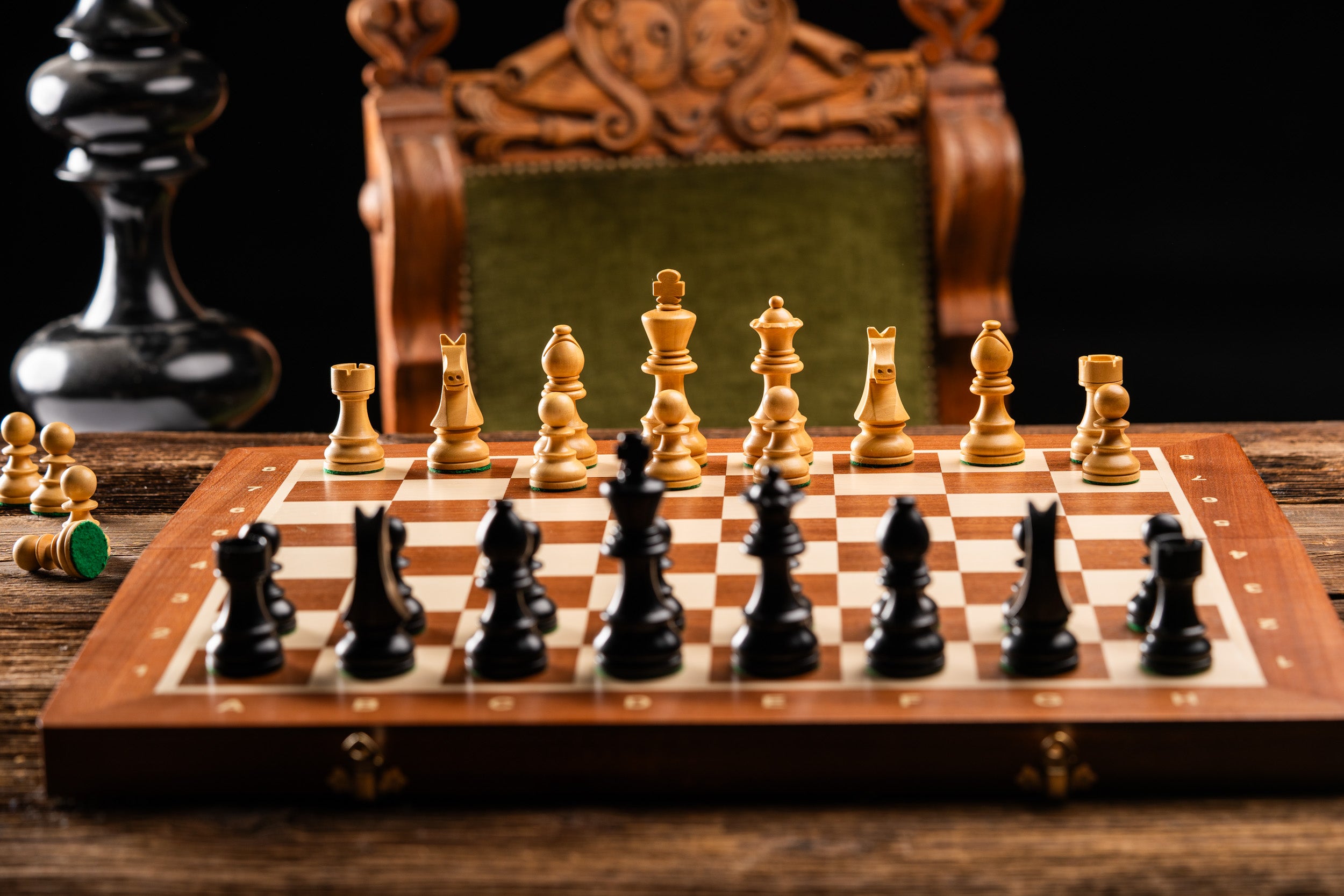 TOURNAMENT No5 intarsy GERMAN KNIGHT EBONISED 3,5" pieces - c584a7a73bc9704054ec76d1e0385319