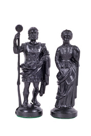 piezas de ajedrez inspiradas en el Imperio romano, en negro y dorado (rey de 98 mm)