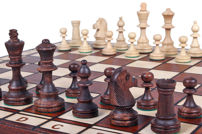 Juego de ajedrez de madera para torneos Madrid n.º 4 (42 x 42 cm), quemado y lastrado con metal - Juego de ajedrez de madera para torneos Madrid n.º 4 (42 x 42 cm), quemado y lastrado con metal