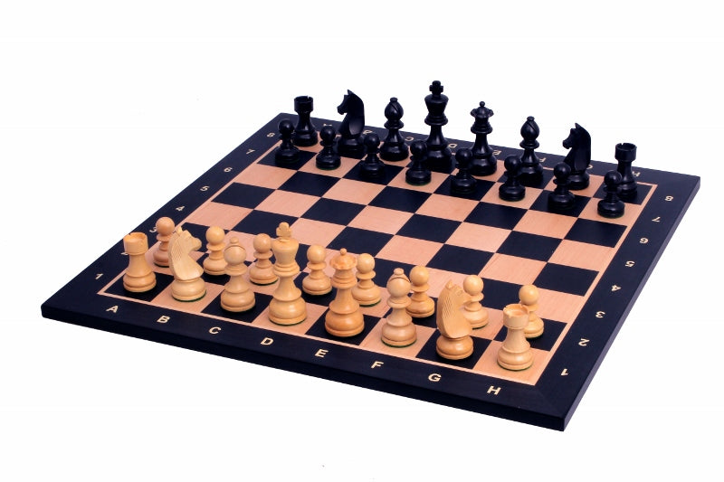 No6 Tablero de ajedrez negro+ 3.75" Piezas alemanas ebonizadas - No6 Tablero de ajedrez negro+ 3.75" Piezas alemanas ebonizadas