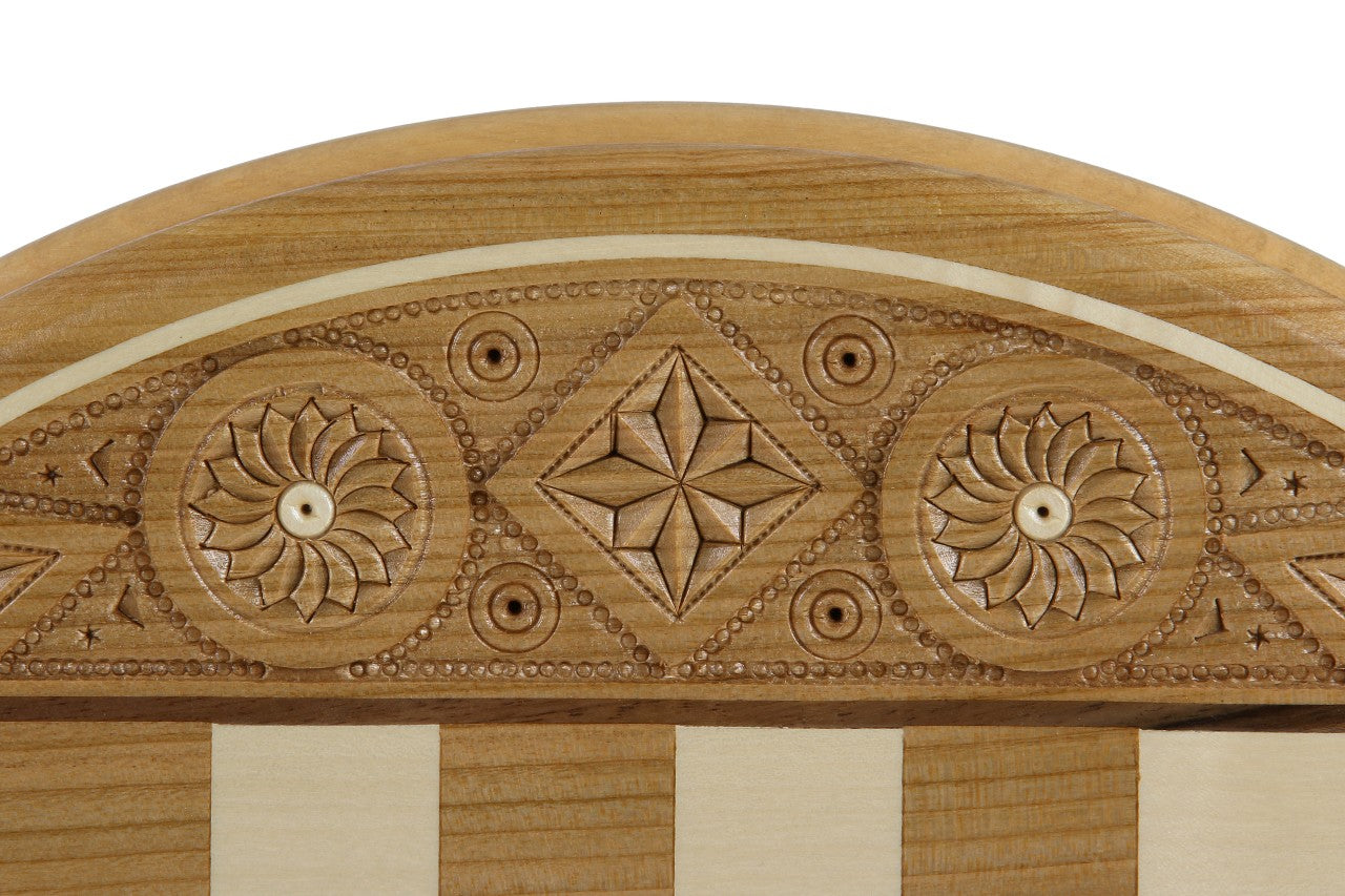 Ajedrez Rubin - estuche redondo tallado a mano (33 cm) - 78b2b7a48167ce7591e05352eb12b5f6