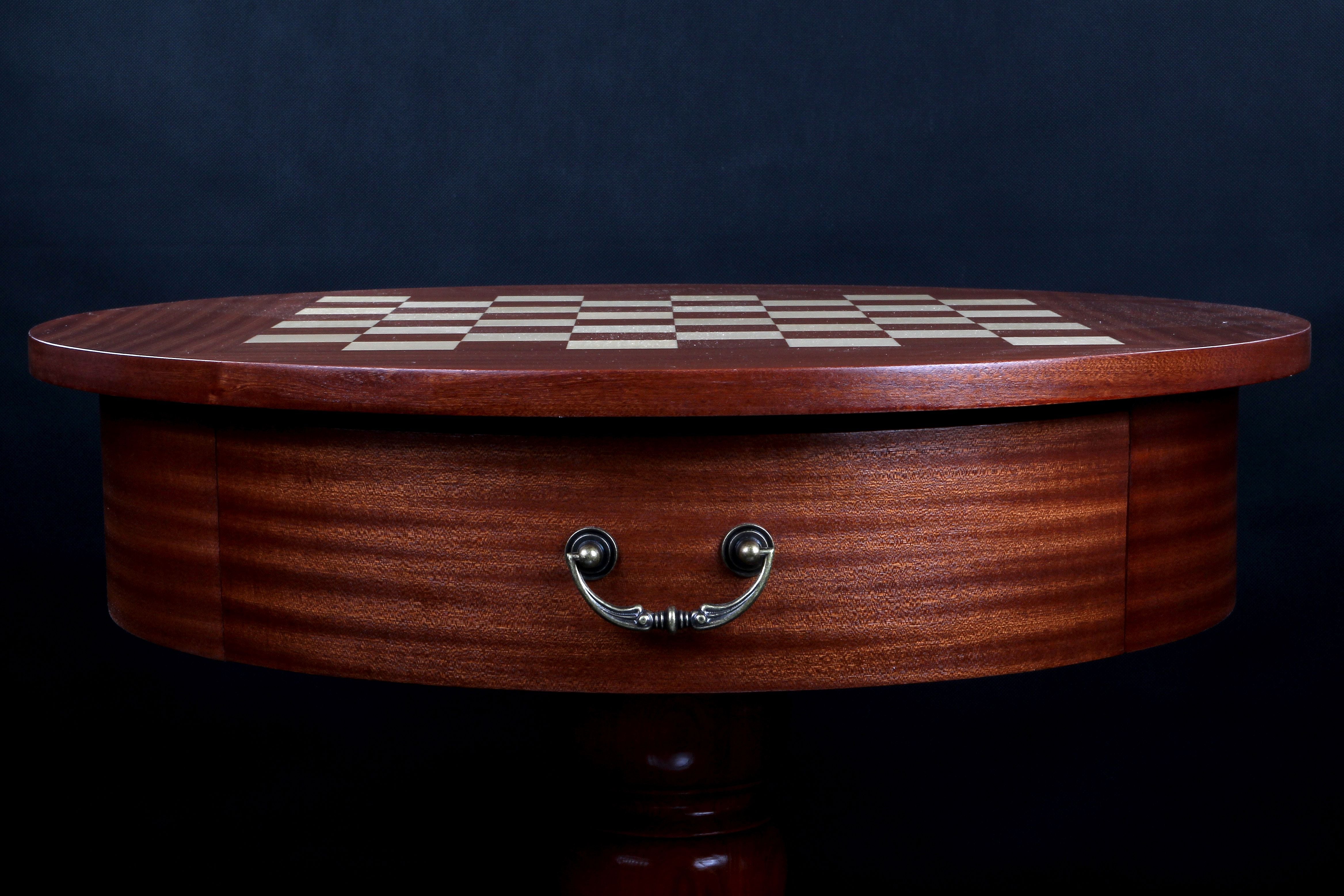 Chess table De Lux (without pieces)/ Round table / total height: 77 cm - cccaed10ff2bd45c77cee65ee9e0cc32