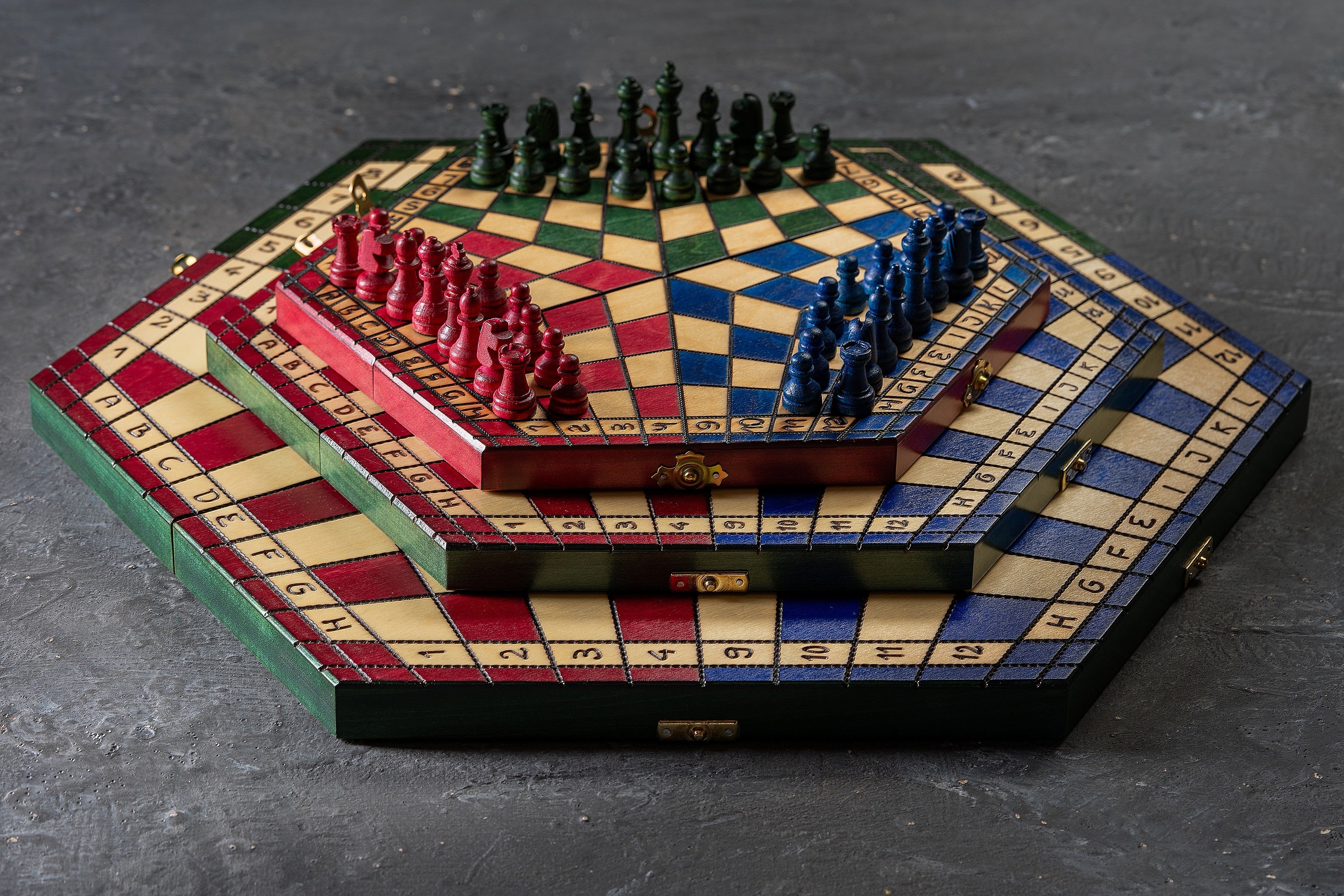 Ajedrez para tres jugadores - mediano (tricolor) - Ajedrez para tres jugadores - mediano (tricolor)