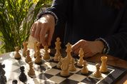 Juego de ajedrez francés Lardy (réplica) - tablero (casilla de 50 mm), piezas (rey de 90 mm)