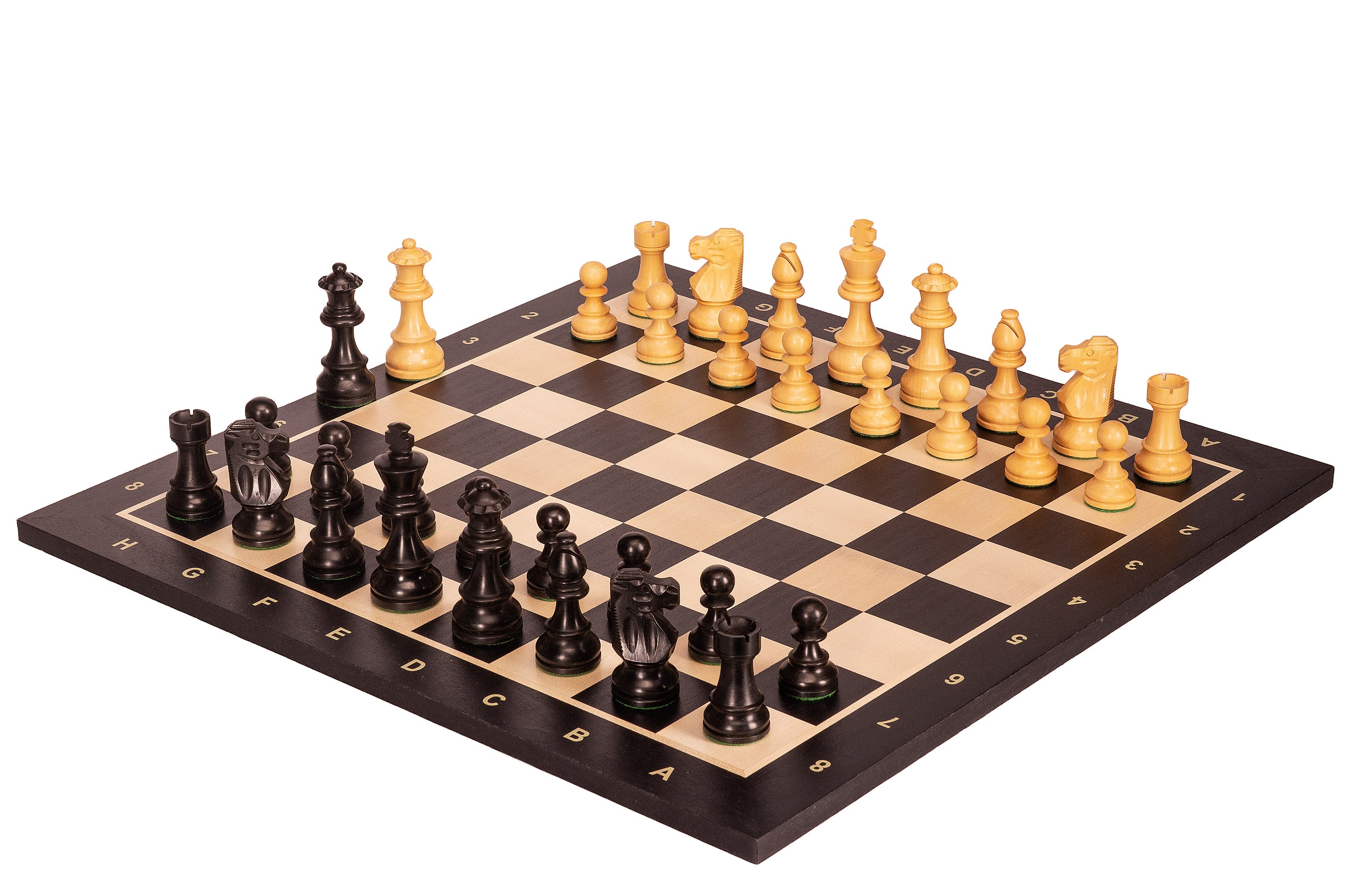 Tablero de Ajedrez Negro No5 + 3.5 Piezas francesas ebonizadas - Tablero de Ajedrez Negro No5 + 3.5 Piezas francesas ebonizadas