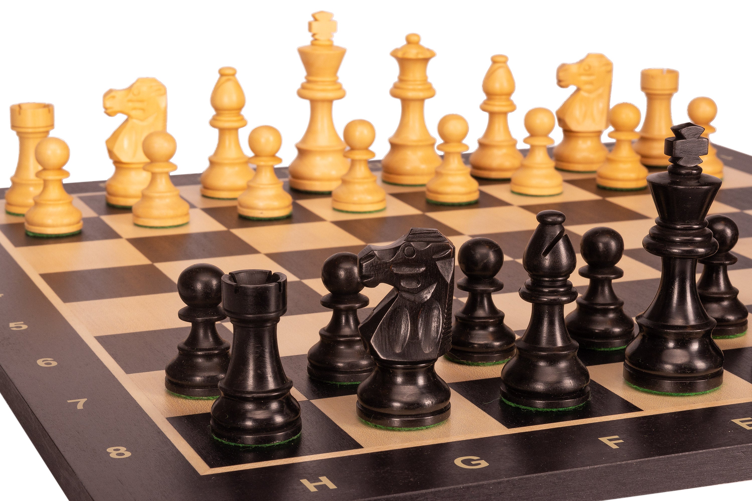 Tablero de Ajedrez Negro No5 + 3.5 Piezas francesas ebonizadas - Tablero de Ajedrez Negro No5 + 3.5 Piezas francesas ebonizadas