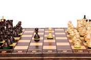 Juego de ajedrez de madera SENATOR 42×42 cm — piezas talladas, negras (rey de 80 mm, con notación, plegable)