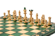 Juego de ajedrez SENATEUR Green de madera de carpe, tamaño mediano (41 x 41 cm) - Juego completo verde