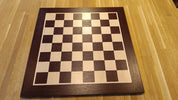 Tablero de ajedrez con marquetería de madera de wengué y sicómoro: tablero clásico de tamaño 4 sin coordenadas