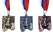 Medalla de ajedrez cuadrada - color bronce