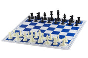 Tablero de ajedrez plegable de plástico n.º 6, blanco y azul