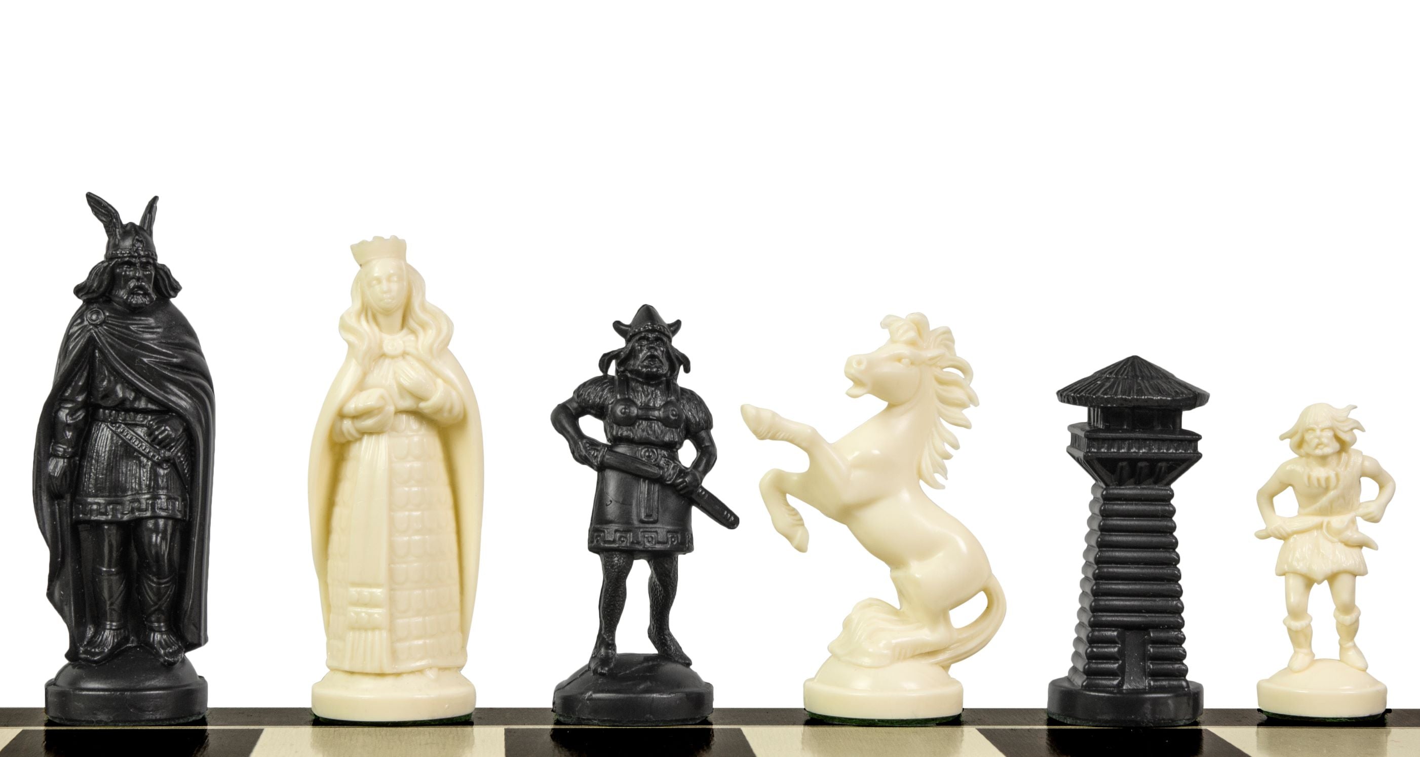 Figuras de ajedrez estilizadas vikingas, crema y negro (rey 98 mm) - f1bf760489b770431c867582a9b1d40c