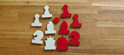 Fichas magnéticas para ajedrez de demostración, blancas/rojas (rey de 75 mm)