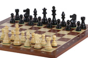 Tablero de ajedrez de sapeli nº6+piezas ebonizadas francesas de 3,75