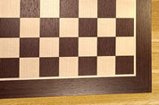 Tablero de ajedrez con marquetería de madera de wengué y sicómoro: tablero clásico de tamaño 4 sin coordenadas