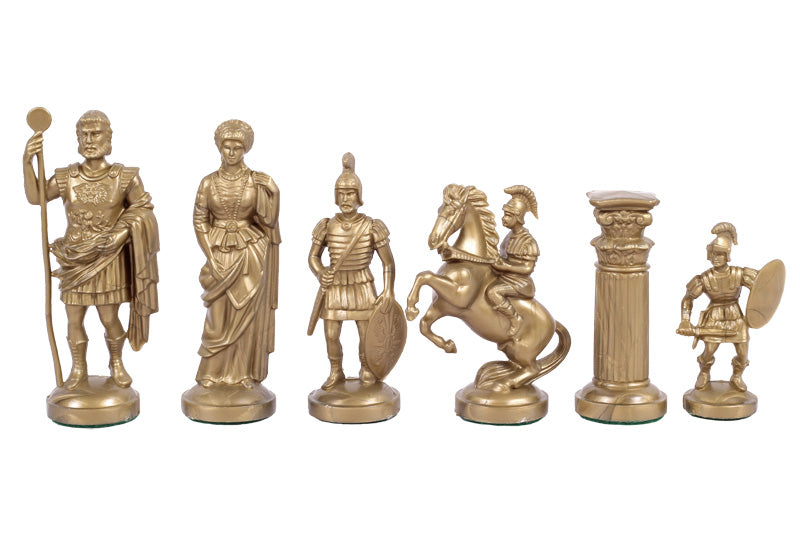 piezas de ajedrez inspiradas en el Imperio romano, en negro y dorado (rey de 98 mm) - piezas de ajedrez inspiradas en el Imperio romano, en negro y dorado (rey de 98 mm)