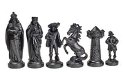 piezas de ajedrez de estilo medieval, en negro y dorado (rey de 98 mm)
