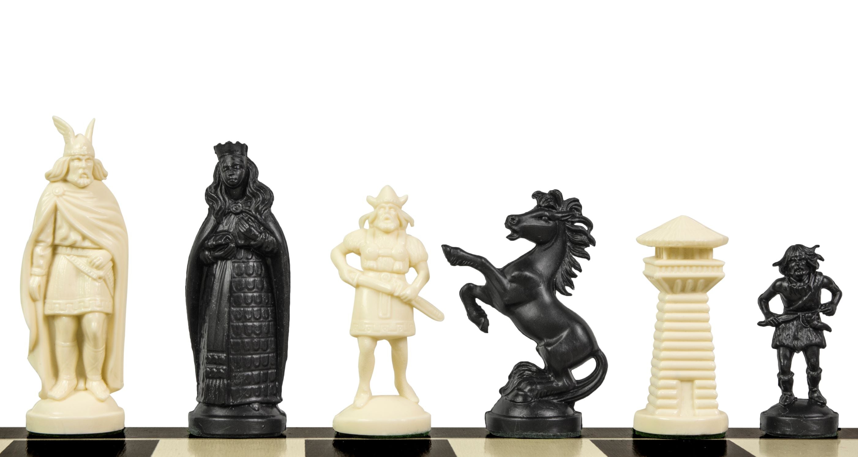 piezas de ajedrez estilizadas vireyas, crema y negro (rey 98 mm) - piezas de ajedrez estilizadas vireyas, crema y negro (rey 98 mm)