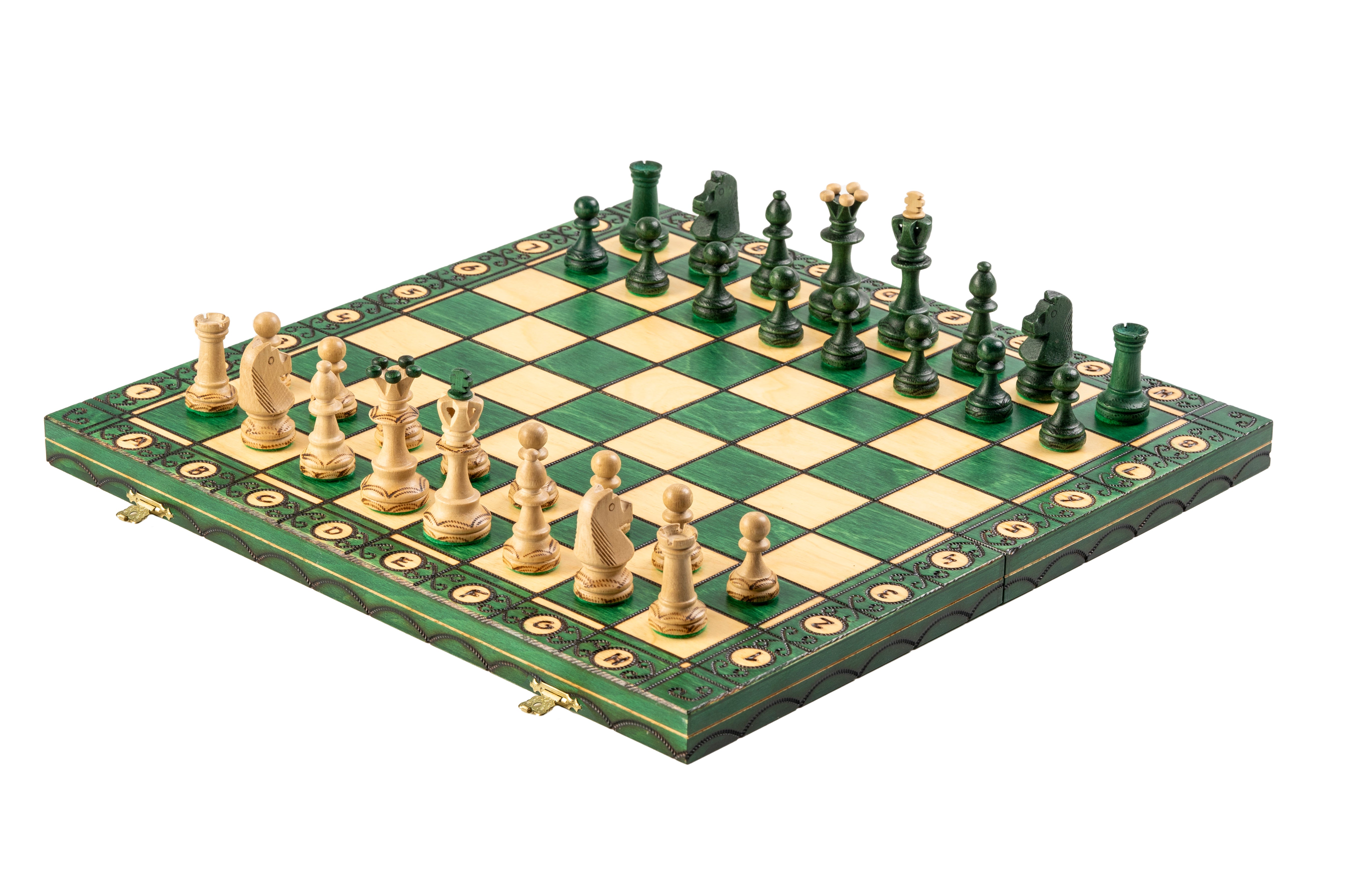 Juego de ajedrez SENATEUR Green de madera de carpe, tamaño mediano (41 x 41 cm) - Juego completo verde - Juego de ajedrez SENATEUR Green de madera de carpe, tamaño mediano (41 x 41 cm) - Juego completo verde