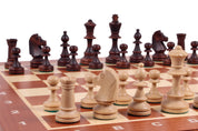 Juego de ajedrez de competición n.º 4 (42 x 42 cm) con incrustaciones: un precioso juego de ajedrez de madera tallada, ideal como regalo para niños y adultos