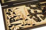 JUEGO DE MADERA 3 en 1 (40x40cm) CHASETS + WARCABS + BACKGAMMON
