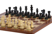 Tablero de ajedrez de sapeli nº6+piezas ebonizadas francesas de 3,75