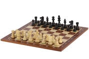 Tablero de ajedrez de sapeli nº6+piezas ebonizadas francesas de 3,75