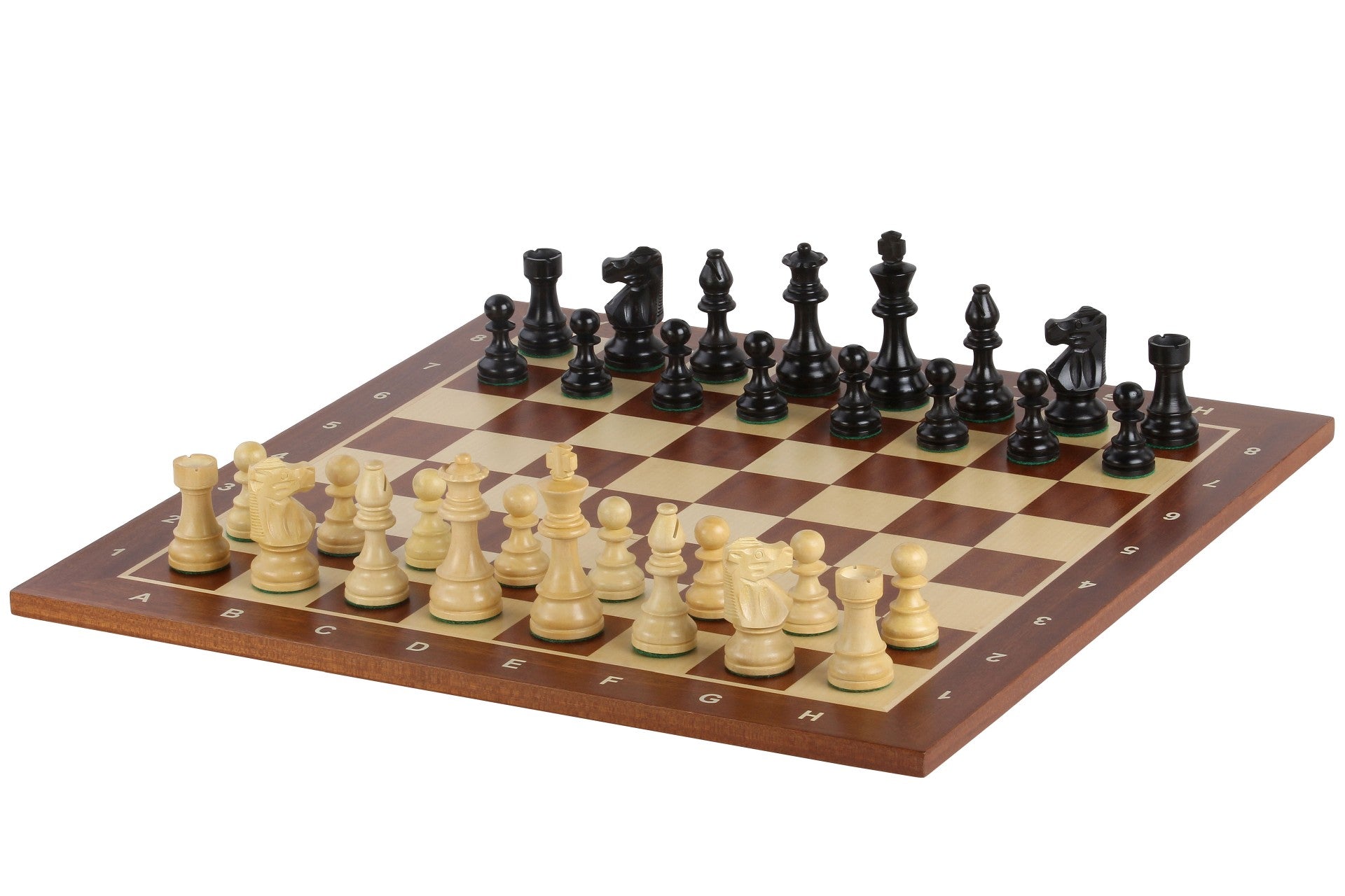 Tablero de ajedrez de sapeli nº 5 + piezas alemanas de 3,5" ebonizadas - Tablero de ajedrez de sapeli nº 5 + piezas alemanas de 3,5" ebonizadas